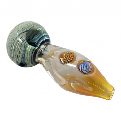 4" Silver Fumed Glass Spoon Hand Pipe - [NAP16]