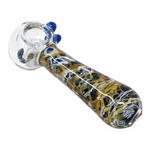 4.5" Marble Art Clear Head Spoon Hand Pipe - [NAP17]