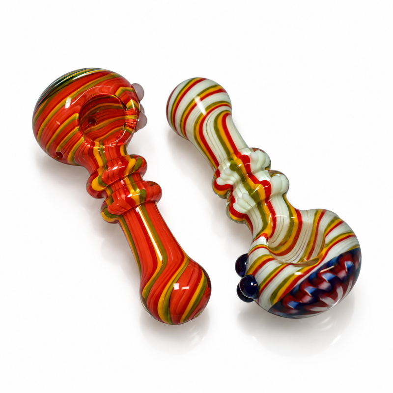 4.5" Slime Tubing with Rasta Stripes Wigwag Head Premium Glass Hand Pipe – 2ct Pack