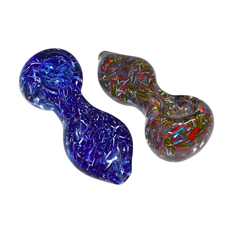 3.5" Twisted Rod Frit Confetti Art Spoon Pipe – 2ct Pack