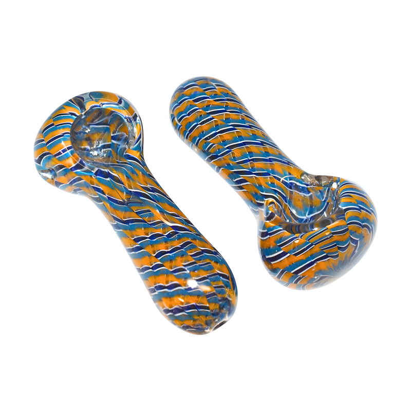 3.5" Twisted Line Art Premium Spoon Pipe – 2ct Pack