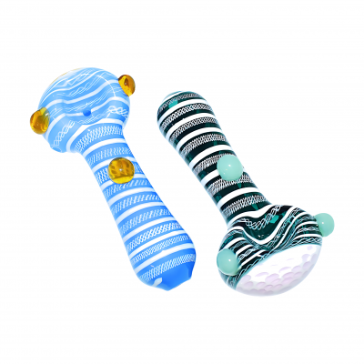 4.5" Honeycomb Head Spiral Art Glass Hand Pipe – 2ct Pack