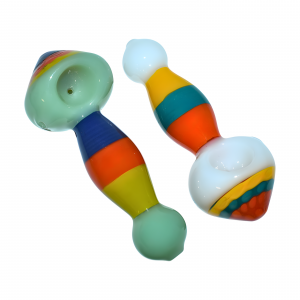 4.5 inch triple slime tone premium glass hand pipe 2ct pack