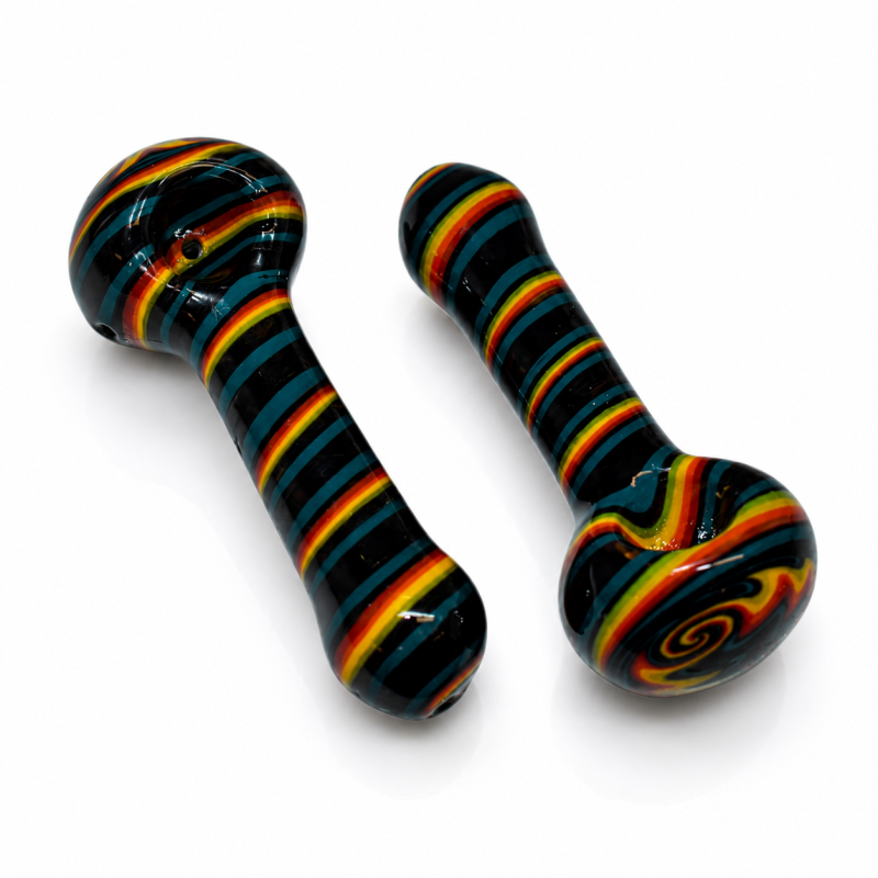 4.5" Black Stripes with Reversible Wigwag Head Premium Hand Pipe – 2ct Pack