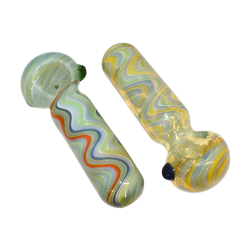 4.5" Fumed Glass Wavy Art Spoon Pipe – 2ct Pack