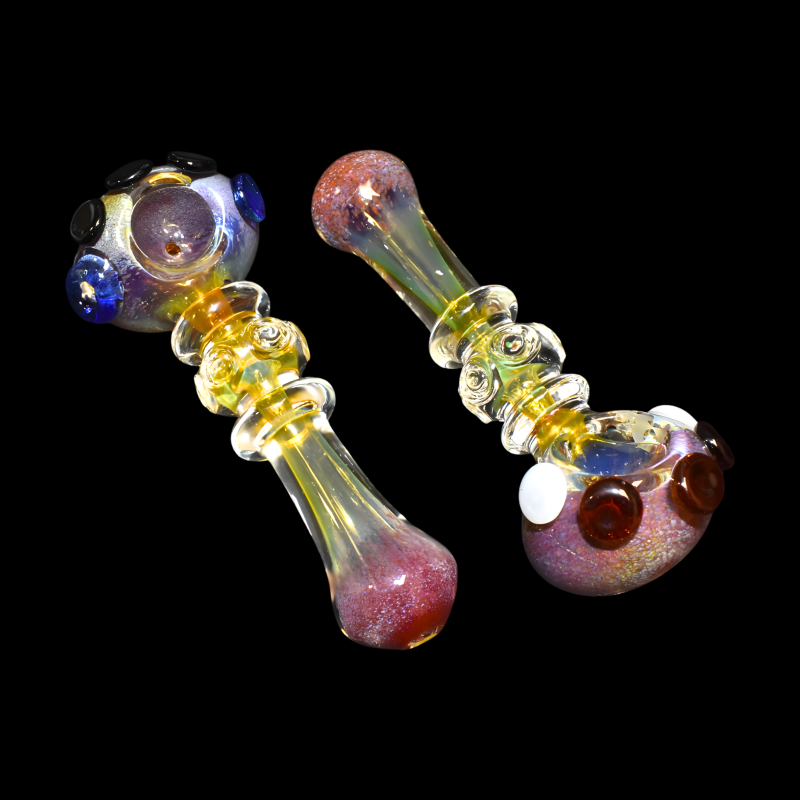 5" Gold Fumed Frit Rim Art Spoon Pipe – 2ct Pack