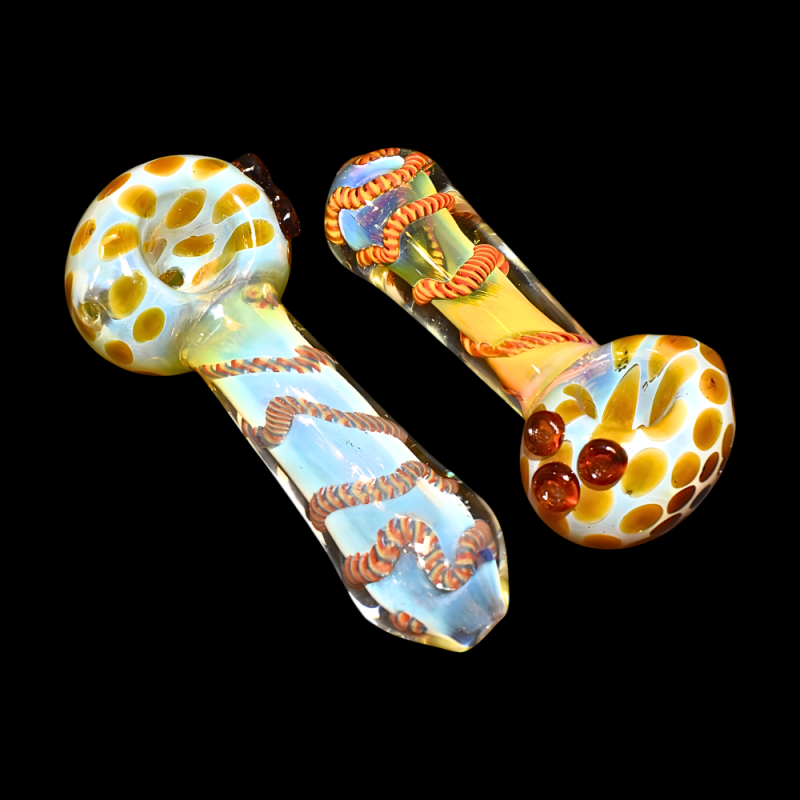 4.5" Gold Fumed Swirl Ribbon Art Premium Hand Pipe – 2ct Pack