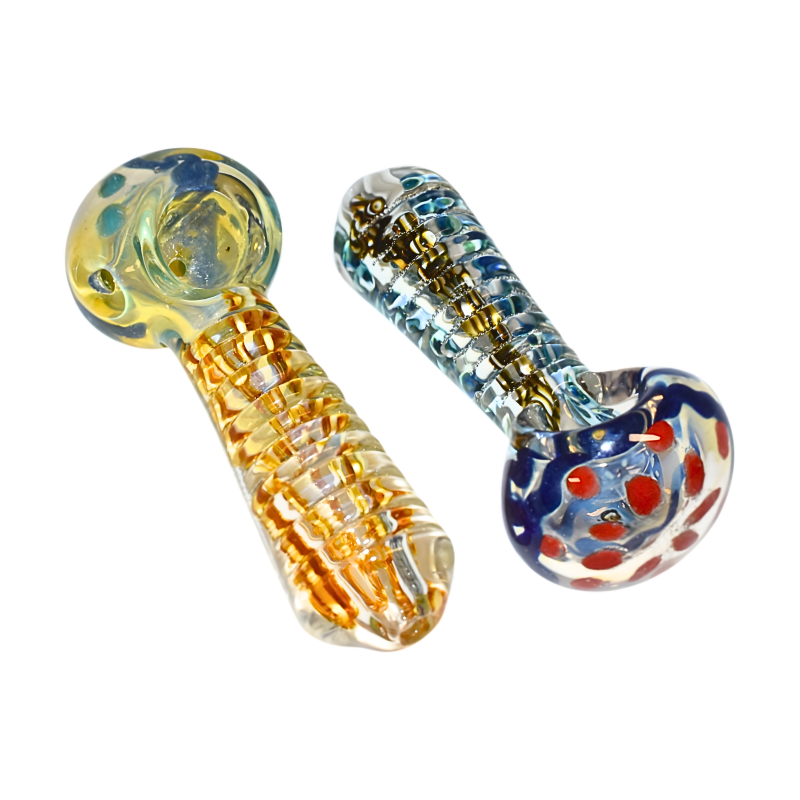 4" Fumed Glass Inside-Out Art Ribbed Premium Hand Pipe – 2ct Pack