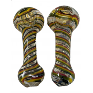 3.5" Twisted Rasta Rod Art Hand Pipe (Pack Of 2) [PT-533]