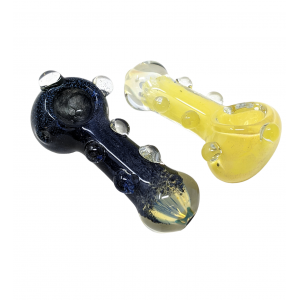 3" Silver Fumed & Frit Art Multi Marble Hand Pipe (Pack of 2)  - [PT-594]