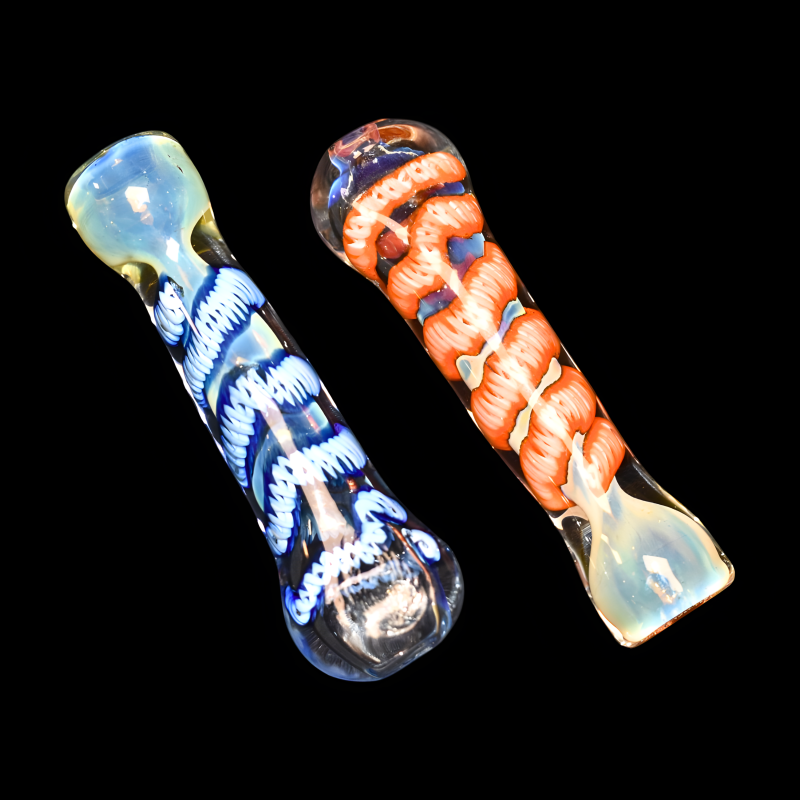 3.5" Silver Fumed Twisted Rope Flat Mouth Chillum Pipe – 2ct Pack