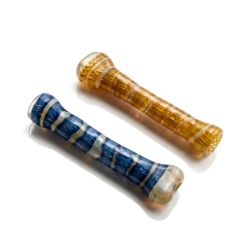 3.5" Silver Fumed Twisted Rope Flat Mouth Chillum Hand Pipe – 2ct Pack