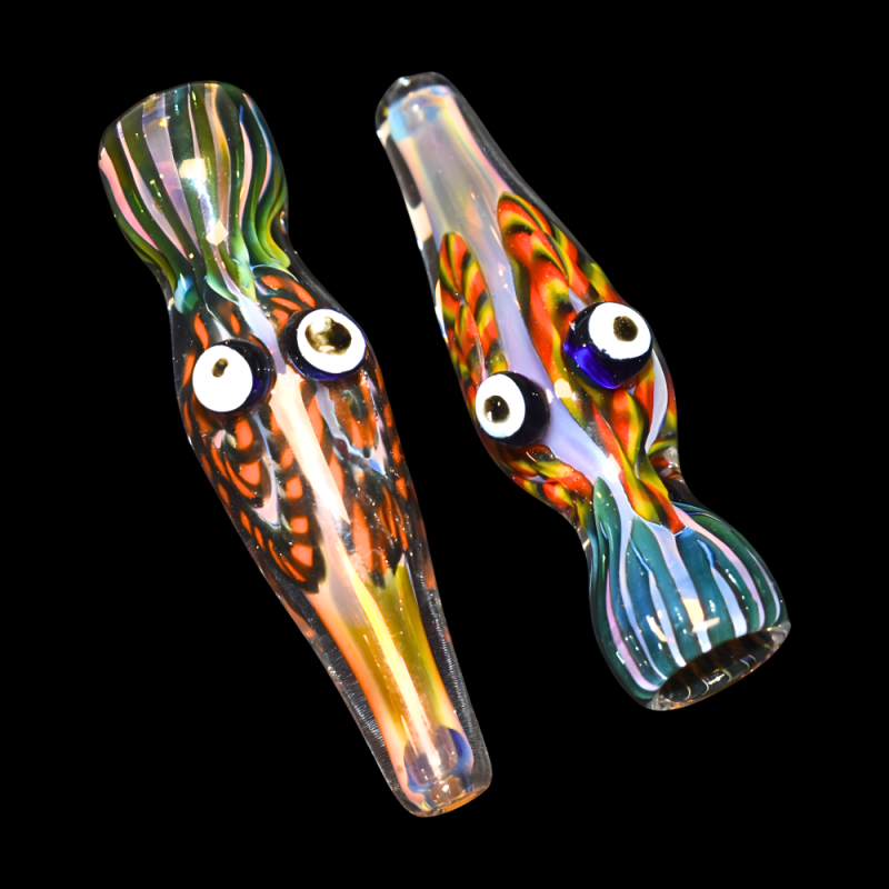 3.5" Gold Fumed Googly Eyes Chillum Pipe – 2ct Pack