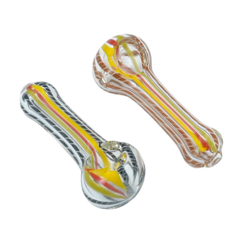 3" Rasta Rope Stripe Art Spoon Pipe – 2 Pack