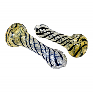 3" Silver Fumed Swirl Rod Art Hand Pipe (Pack Of 2) - [RJA31]