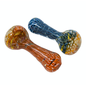 3" Latachino Art Gold Fumed Dot Head Hand Pipe (Pack Of 2) - [RJA37]