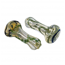 2.5 Silver Fumed Twisted Art Hand Pipe (Pack of 2) - [RJA57]