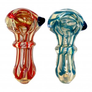 2.5" Silver Fumed Ribbon Art Single Rim Hand Pipe - 2 Pack [RJA80]