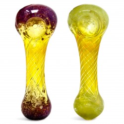 4.5" Frit Charm, Flat Mouth Silver Fumed Hand Pipe - 2Pk [RJA88]