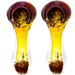 3.5" Gold Fumed Frit Head/Mouth Hand Pipe - 2Pk [RJA98]