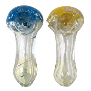2.5" Silver Fumed Frit Head Spiral Art Hand Pipe (Pack of 2) - [RKD06]