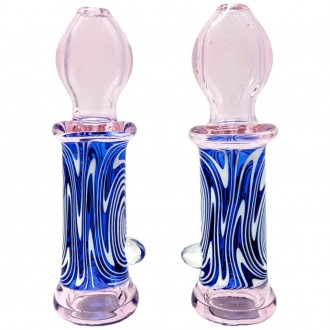 3" Colored Tube Smoke with Style Spiral Charm Chillum Hand Pipe 2Ct - [RKD45]