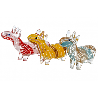 Standing Swirl Ribbon Clear Body Deer Animal Hand Pipe - [RKGS24]