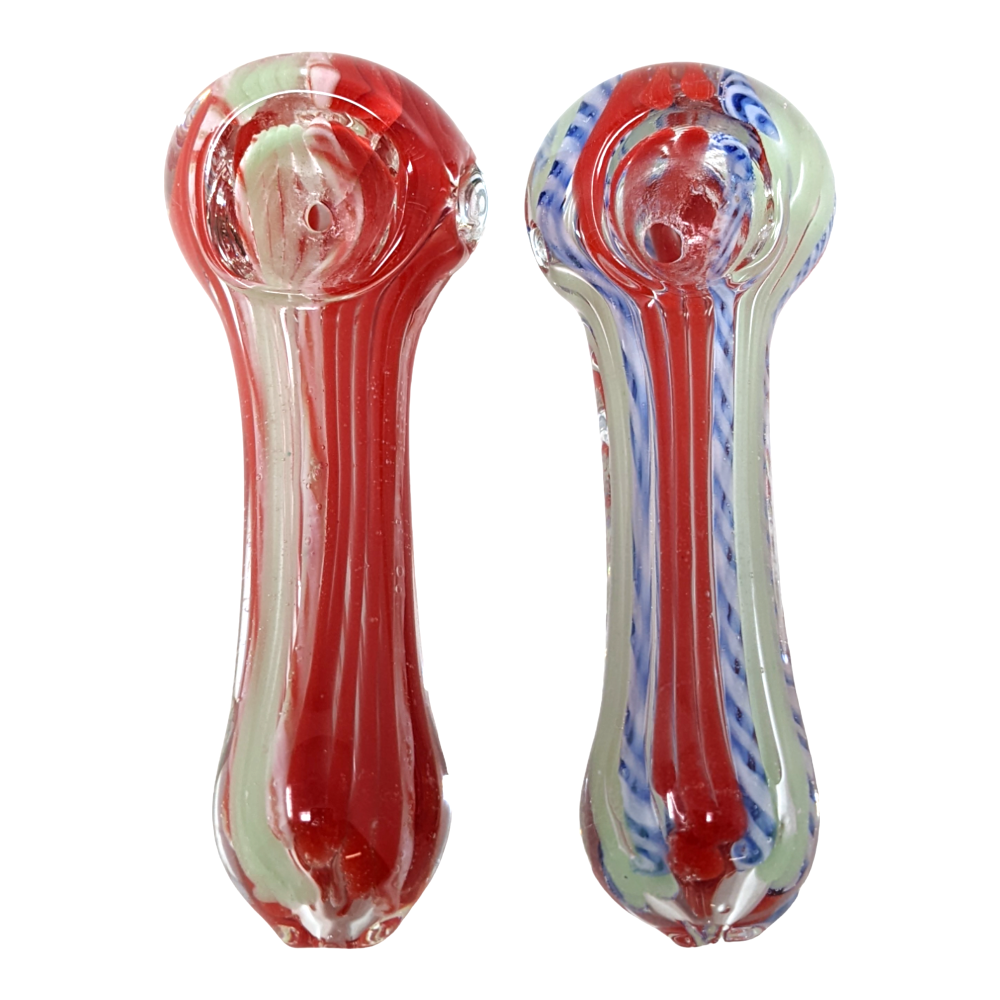 3.5" Silver Fumed Ribbon Line Spoon Hand Pipe - (Pack of 2) [RKGS38]