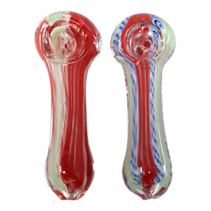 3.5" Silver Fumed Ribbon Line Spoon Hand Pipe - (Pack of 2) [RKGS38]