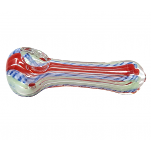 3.5" Silver Fumed Ribbon Line Spoon Hand Pipe - (Pack of 2) [RKGS38]