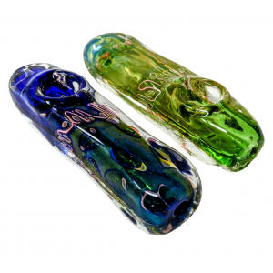 4" Gold Fumed Rectangular Dot Art Hand Pipe (Pack of 2) - [RKGS56]