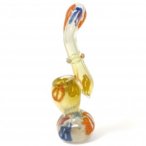 7" Gold Fumed Swirl Serenity Rim Bubbler Hand Pipes - [RKGS77]