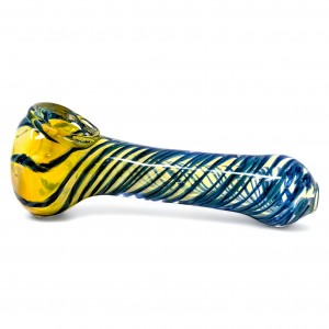 4" Inhale Opulence Gold-Fumed Swirls Ribbon Hand Pipe - 2pk [RKGS82]