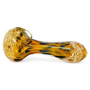 3.5" Gold Fumed Looped Band Dot Pattern Hand Pipe - 2Pk [RKGS87]