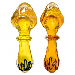 4" Gold Fumed Mushroom Bliss Honeycomb Art Single Rim Hand Pipe - 2Pk [RKGS89]