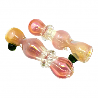 Gold Fumed Bubble Body with Marble Chillum Hand Pipe - (Pack of 2) [RKP222]