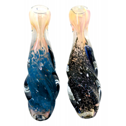 3" Gold Fumed Frit & Dicro Twist Body Chillum Hand Pipe - (Pack of 2) [RKP277]