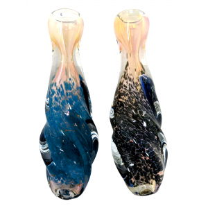 3" Gold Fumed Frit & Dicro Twist Body Chillum Hand Pipe - (Pack of 2) [RKP277]