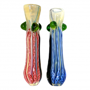 3" Silver Fumed Ribbon & Dicro Art Chillum Hand Pipe - (Pack of 2) [RKP284]