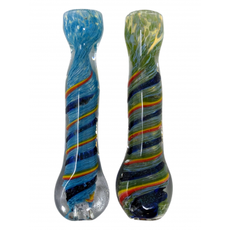 3" Twisted Rasta Frit & Dicro Art Chillum Hand Pipe - (Pack of 2) [RKP292]