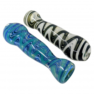3.5" Assorted Wig Wag Flat Mouth Chillum Hand Pipe - (Pack of 5) [RKP293]