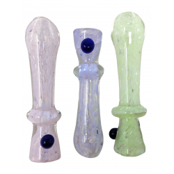 3" Crystal Slyme Frit Single Rim Chillum Hand Pipe - (Pack of 3) [RKPHAN0001]