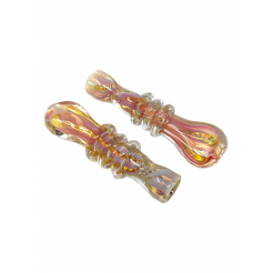 3" Gold Fumed Flame 3-Ring Chillum Hand Pipe - (Pack of 2) [GWRKP43]