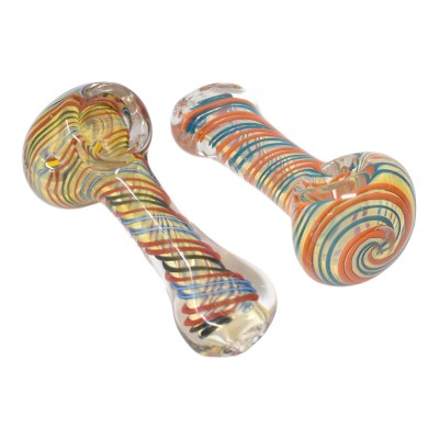 3.5" Silver Fumed Swirl Art Spoon Hand Pipe - 2 Pack [SA-27]