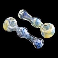 4" Gold Fumed Bulbous Shape Spoon Hand Pipe - 2 Pack [SA-32]