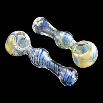 4" Gold Fumed Bulbous Shape Spoon Hand Pipe - 2 Pack [SA-32]