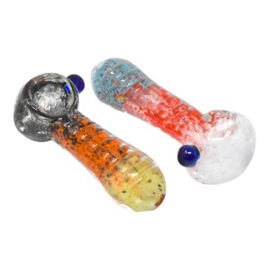 4" Frit Art Chromatic Chills Spoon Hand Pipe - 2 Pack [SA-9]