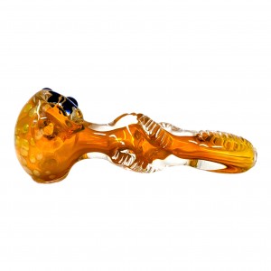 4.5" Gold Fumed Twisted Rod Honeycomb Art Spoon Hand Pipe - (Pack of 2) [SAJ35]