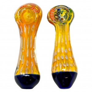 5" Gold Fumed Dot Art & Ribbon Work Hand Pipe - (Pack Of 2) [SAJ37]