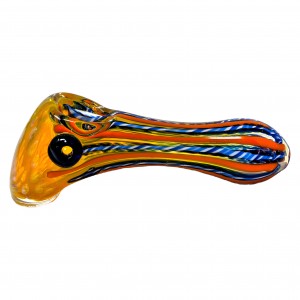 5" Gold Fumed Ribbon Line Art Work Hand Pipe - (Pack Of 2) [SAJ38]